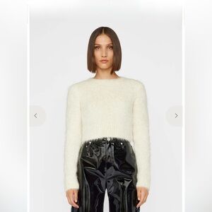 FRAME Alpaca Cropped Sweater Neutrals Long Sleeve size S